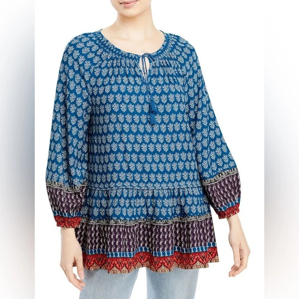 BeachLunchLounge Mari Printed Boho Top Size Large